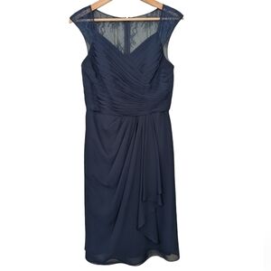 Azazie navy blue lace-strap knee-length bridesmaid dress (see measuremen…